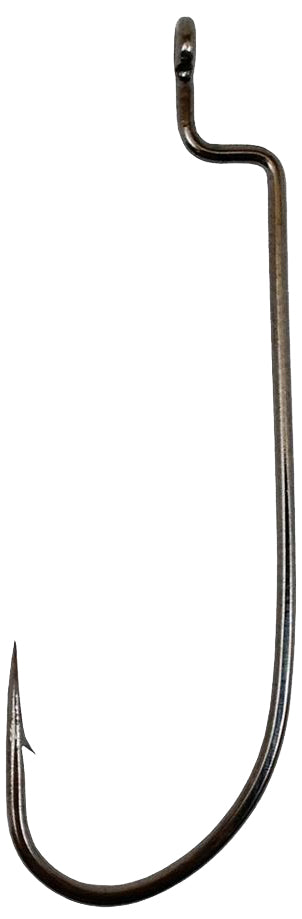 Owner Offset Worm Hook Black Chrome 1/0 8Pk