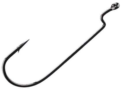 Owner All Purpose Worm Hook Black Chrome 4/0 4Pk