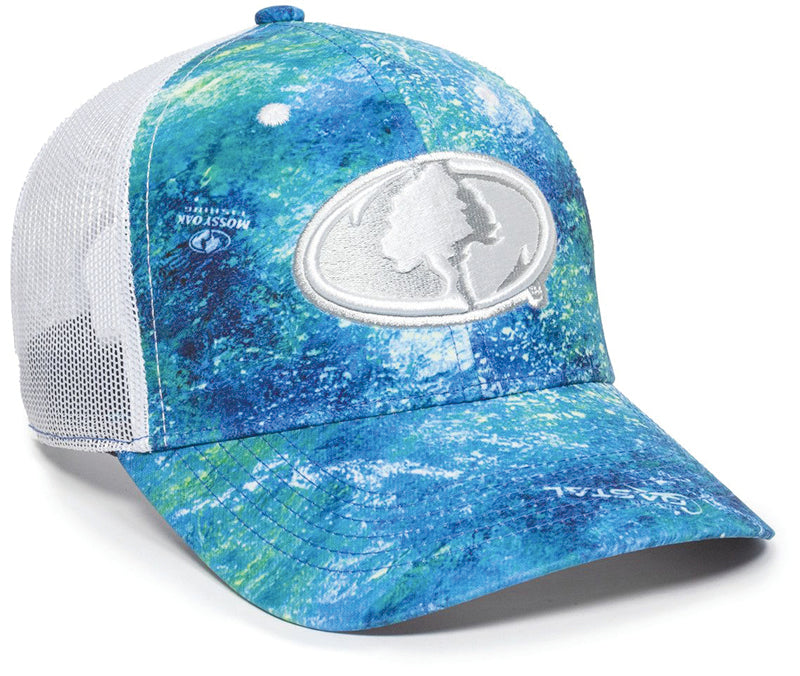 Outdoor Cap 6-Panel Mesh Back Cap Mossy Oak Coastal In/Wht