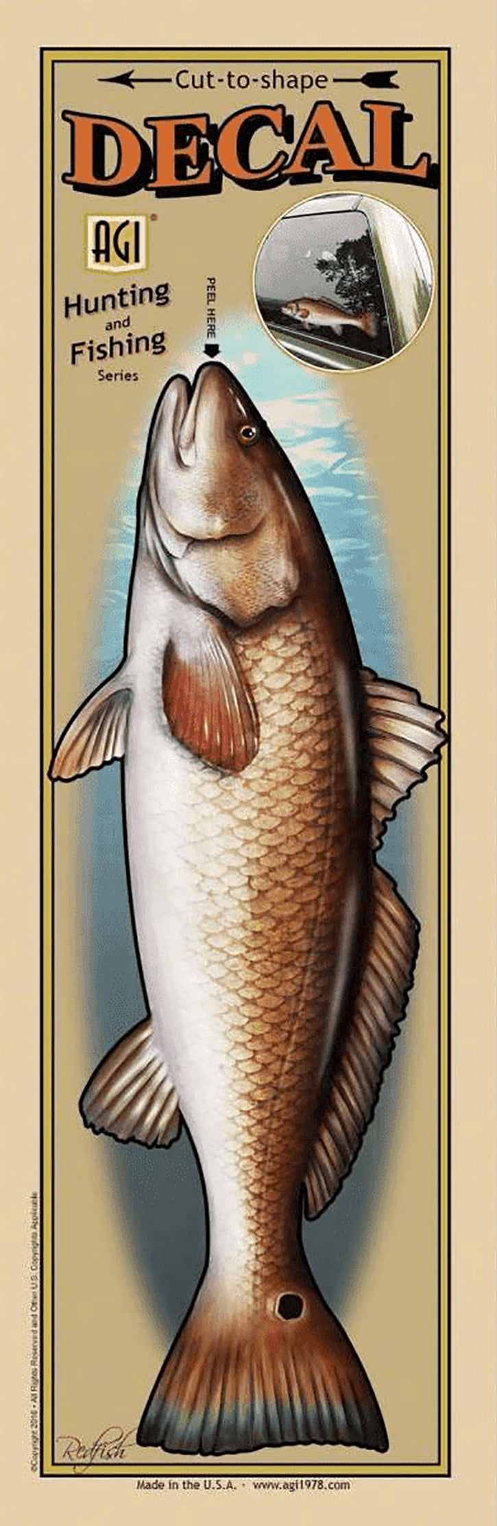 Salty Bones Profile Fish Sticker 4.5X16In Redfish