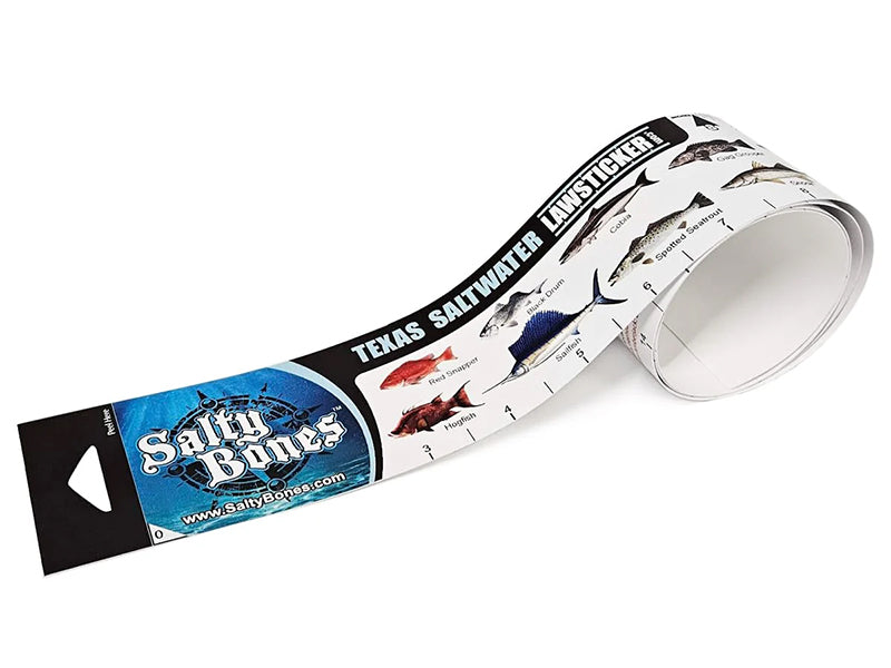 Salty Bones Fishing Ruler Sticker Texas Saltwater 2.25Inx3