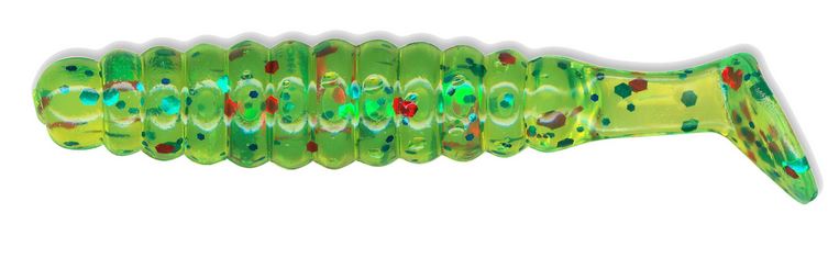 Charlie Brewers Crappie Grub 1.5In 18Pk White/Glo Hot