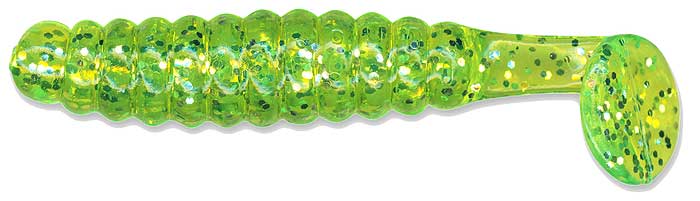 Charlie Brewers Crappie Grub 1.5In 18Pk Chart Glitter