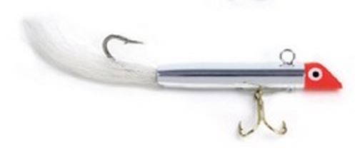 Sea Striker Got-Cha Jig W/Bucktail 2.5In 7/8Oz Chr/Rd Hd/Wh