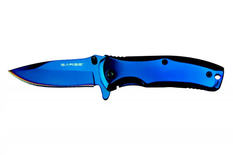 Sarge Knives Phase Folding Knife Blue Tin Assist Opening
