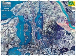 Standard Map Laminated Fishing Map Lafitte/Myrtle Grove