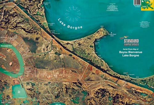 Standard Map Laminated Fishing Map Bayou Bienvenue
