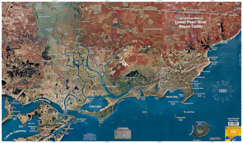 Standard Map Laminated Fishing Map Lower Pearl River