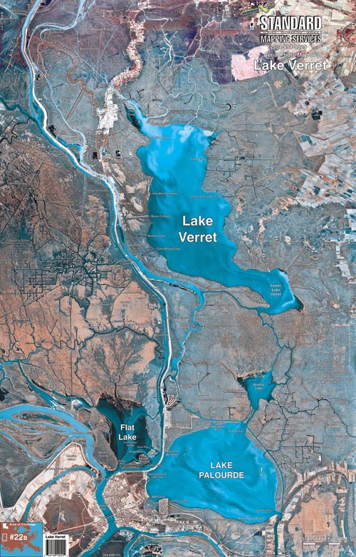 Standard Map Laminated Fishing Map Lake Verret
