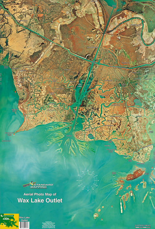 Standard Map Laminated Fishing Map Wax Lake Outlet