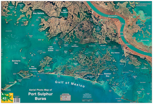 Standard Map Laminated Fishing Map Port Sulphur To Buras