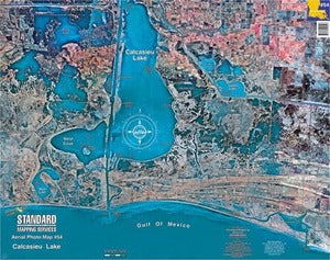 Standard Map Laminated Fishing Map Calcasieu Lake