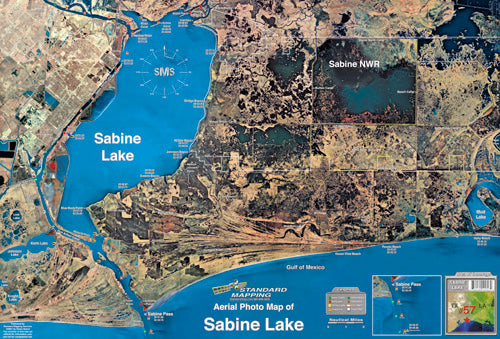 Standard Map Laminated Fishing Map Sabine Lake