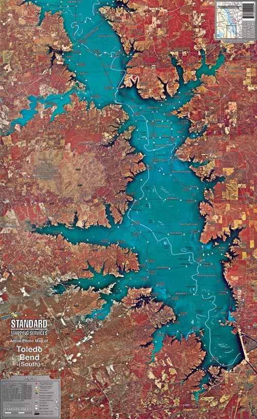 Standard Map Laminated Fishing Map Toledeo Bend South End