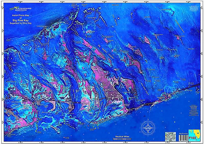 Standard Map Laminated Fishing Map Big Pine Key