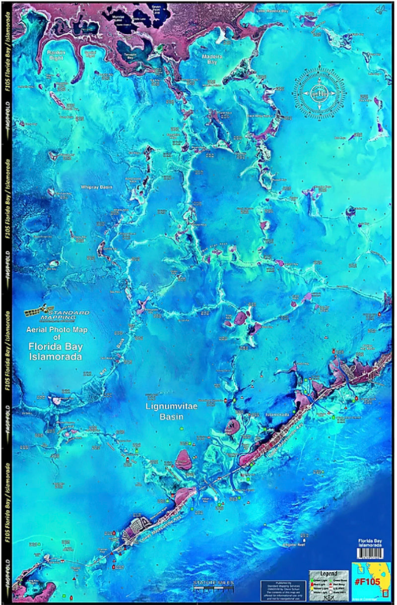 Standard Map Laminated Fishing Map Islamorada