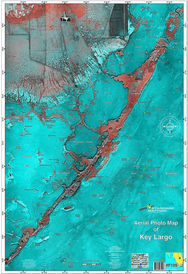 Standard Map Laminated Fishing Map Key Largo