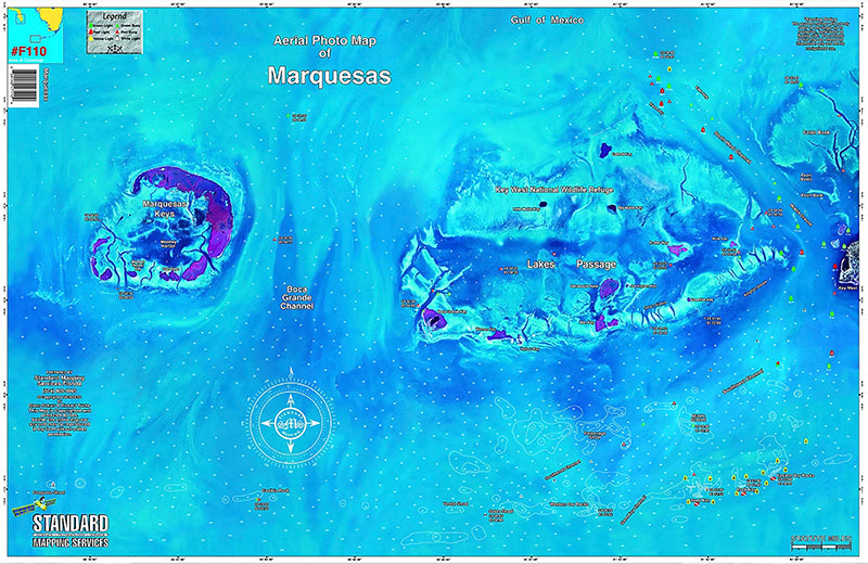 Standard Map Laminated Fishing Map Marquesas