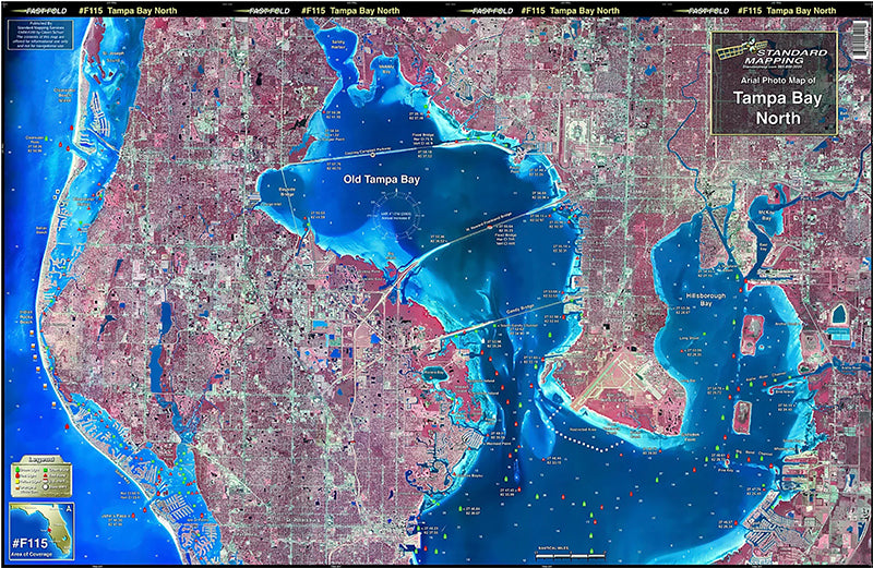 Standard Map Laminated Fishing Map Tampa Bay North