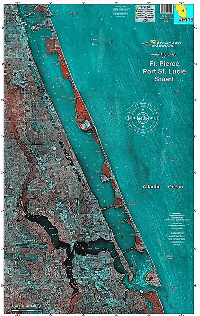 Standard Map Laminated Fishing Map Stuart To Fort. Pierce