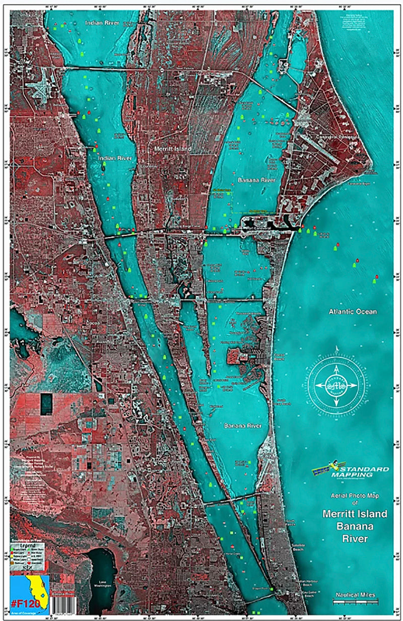 Standard Map Laminated Fishing Map Merritt Island