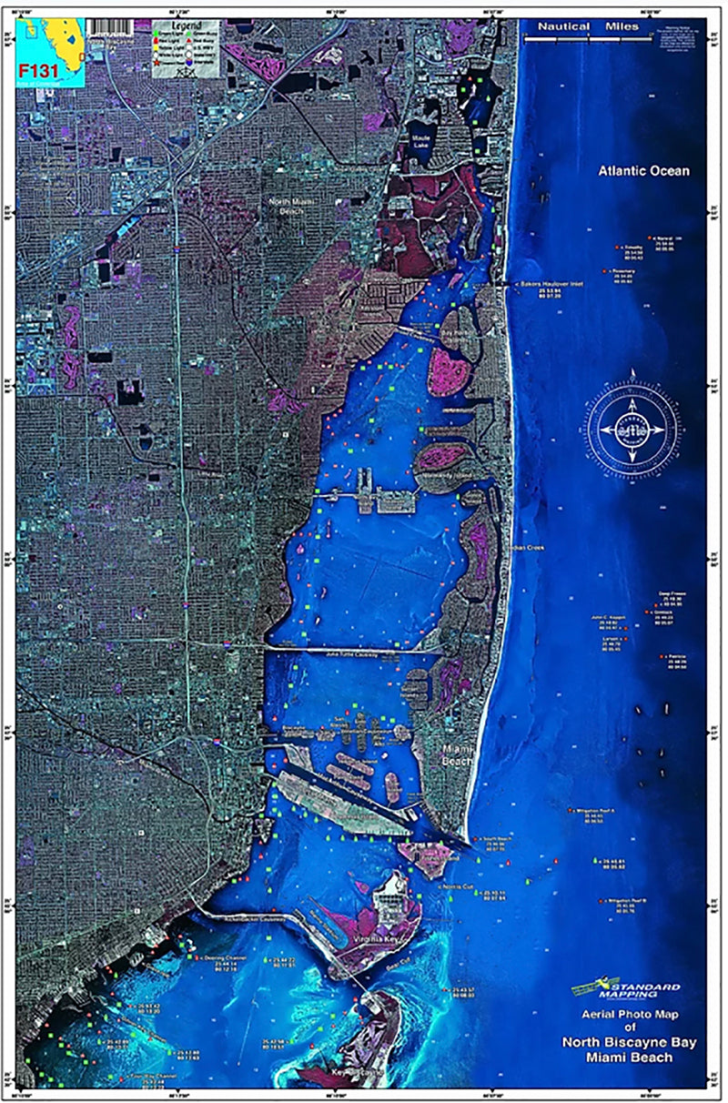 Standard Map Laminated Fishing Map North Biscayne Bay