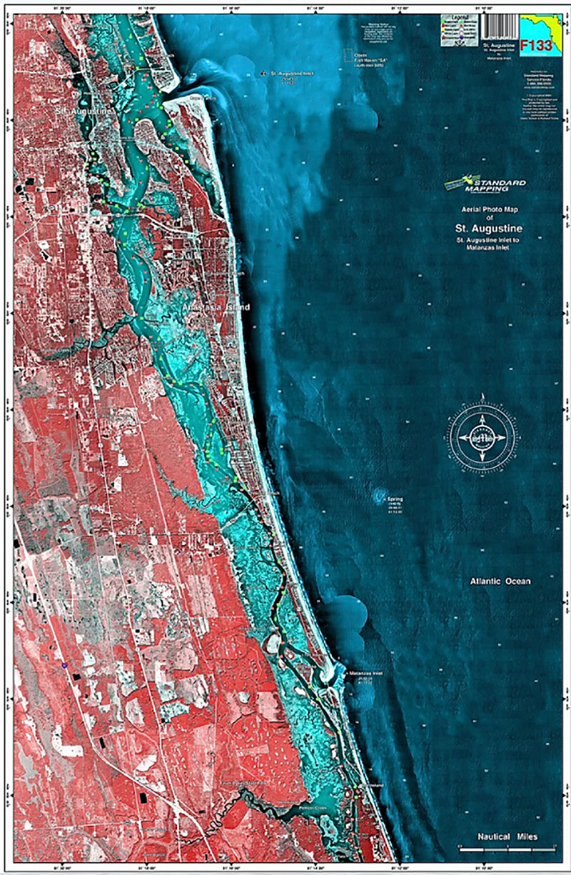 Standard Map Laminated Fishing Map Saint Augustine