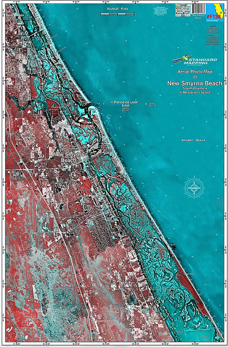 Standard Map Laminated Fishing Map New Smyrna