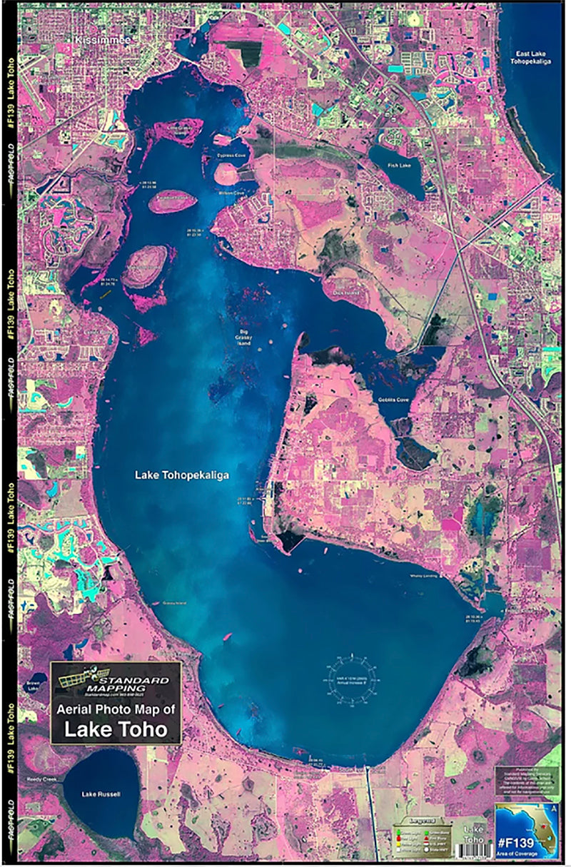 Standard Map Laminated Fishing Map Lake Toho