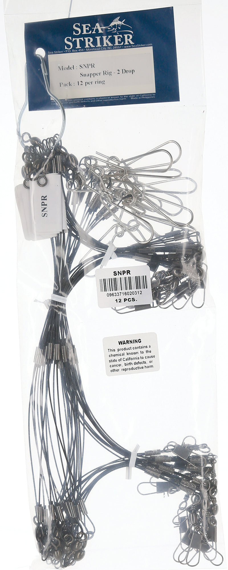Sea Striker Wire Snapper Rig Black 2-Drop 120# 12Ring