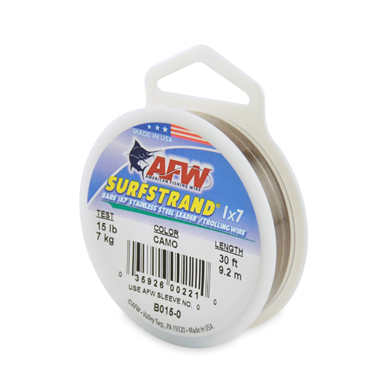 AFW Surfstrand Bare Ss Wire Camo 30Ft 15Lb