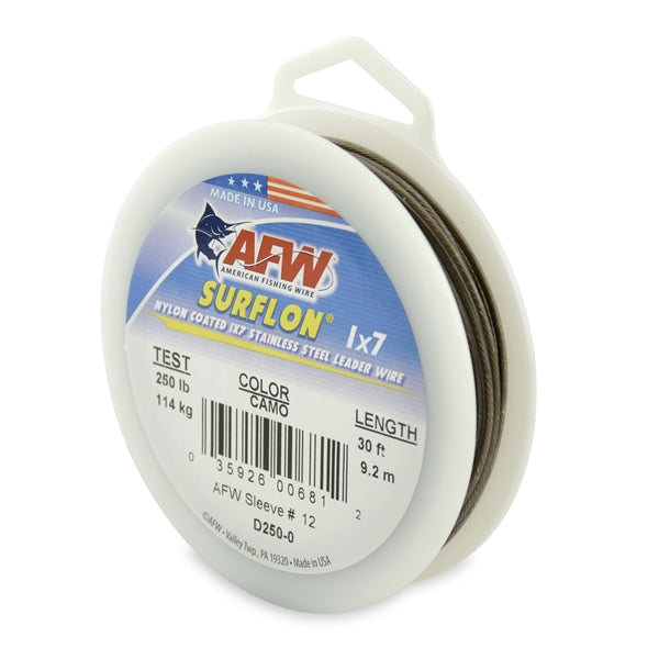 AFW Surflon Nylon Coat Wire 30Ft Camo 250Lb