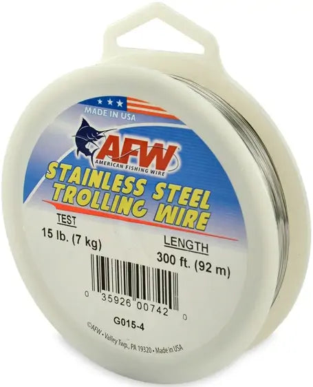 AFW Stainless Trolling Wire Bright 15Lb 300Ft