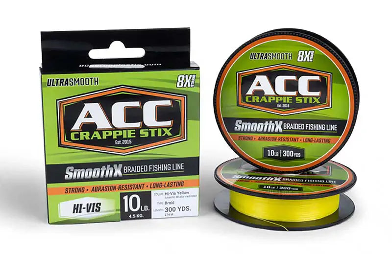 Acc Crappie Stix Smoothx Braided Line Hi-Vis 300Yd 8Lb