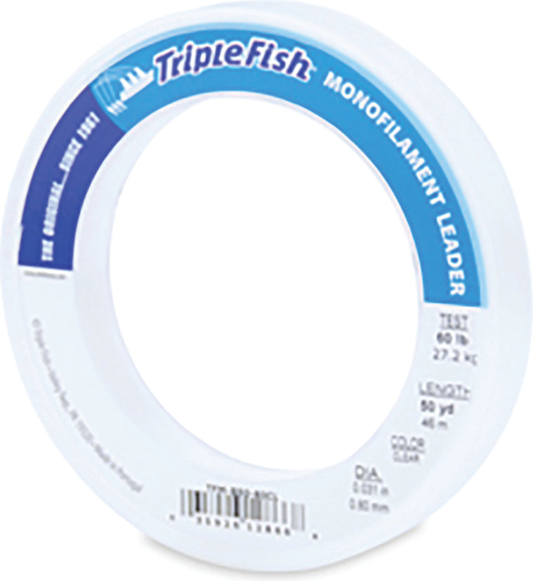 AFW Triple Fish Mono Leader Clear 60Lb 50Yd