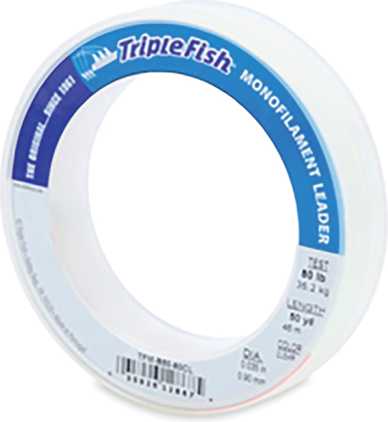 AFW Triple Fish Mono Leader Clear 80Lb 50Yd