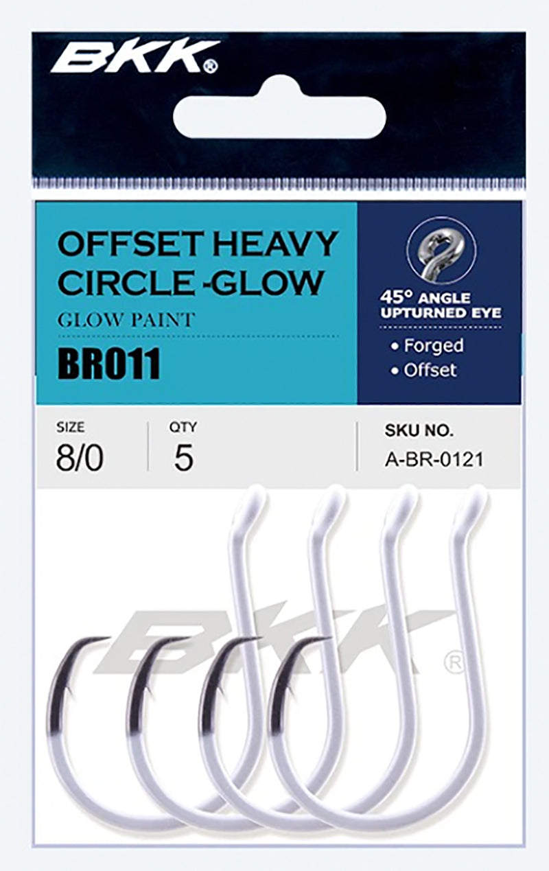 BKK Heavy Circle Offset Hook White Glow Sz6 10Pk