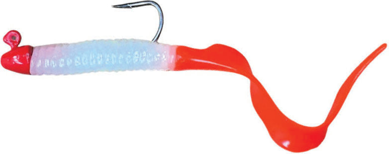 H & H Giant Curl Tail Jig 8In 1Oz Glow/Fire Tail