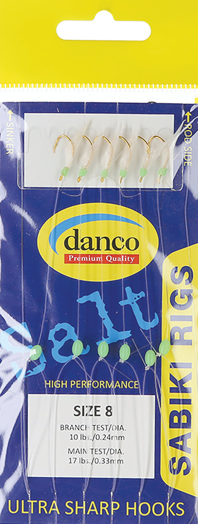 Danco Sabiki Rig Grn Head Fish Skin Sz8