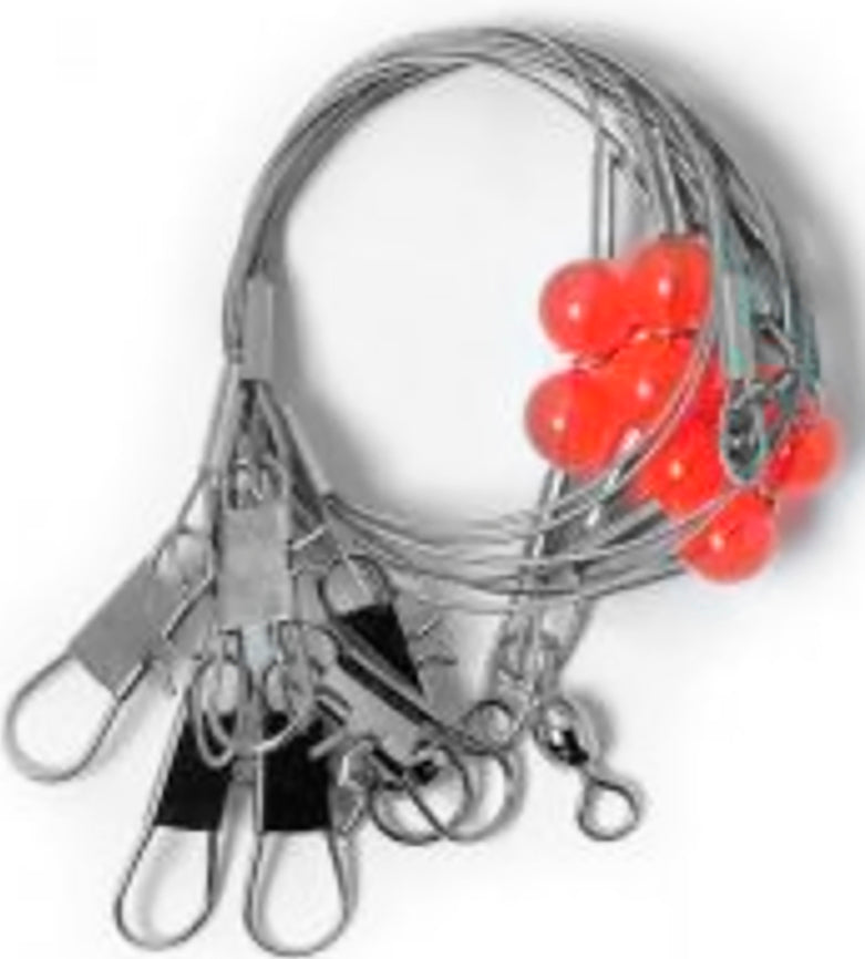 Eagle Claw Beaded Leader 2-Drop Clr Wire 70# 2Pk