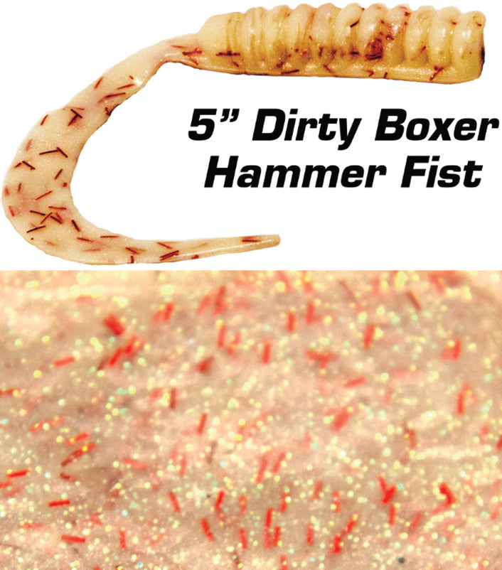 Fishbites Dirty Boxer Curl Tail 5In 6Pk Hammer Fist
