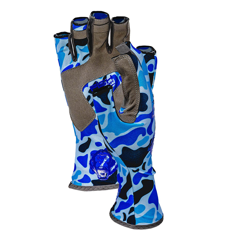 Fish Monkey 1/2 Finger Guide Glove Med Old School Blue