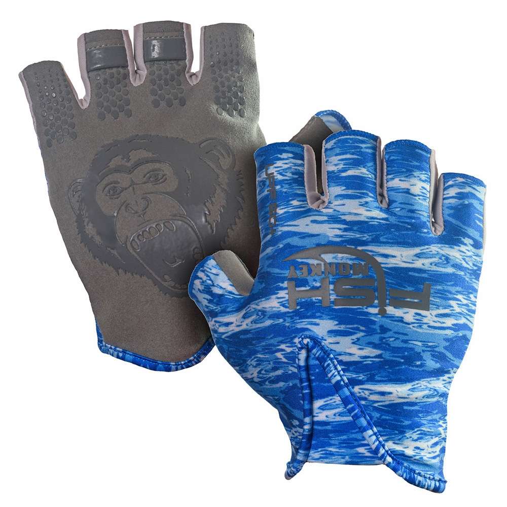 Fish Monkey Stubby Guide Glove Blue Water Camo Large