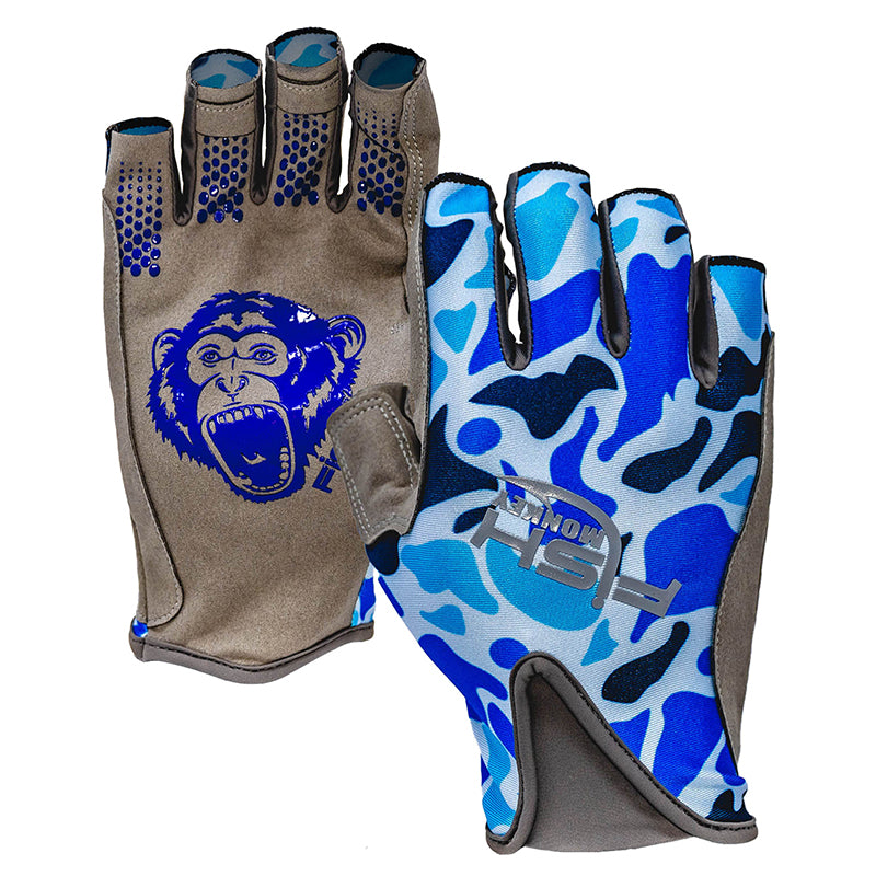 Fish Monkey Pro 365 Guide Glove Blue Old School Large