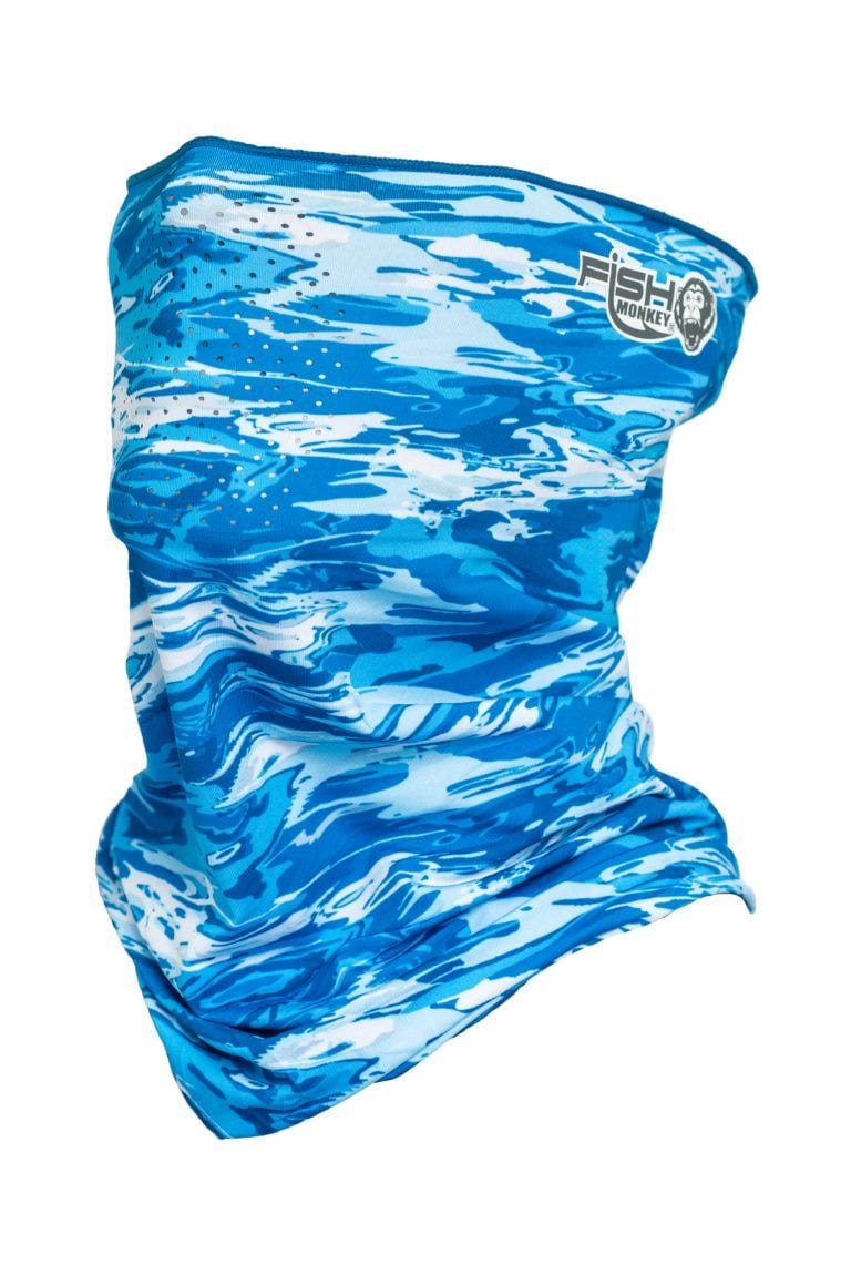 Fish Monkey Face Guard Upf50+ Blue Water Camo