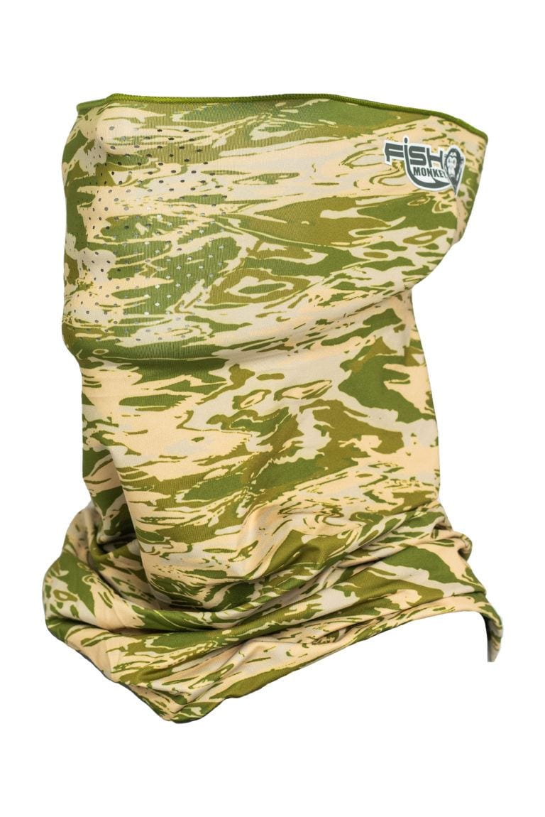 Fish Monkey Face Guard Upf50+ Green Water Camo