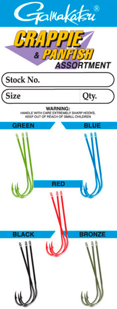 Gamakatsu Crappie/Panfish Hooks Assort Colors Sz6 15Pk