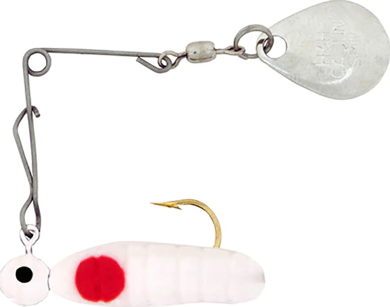 H & H Cajun Grub Spin-Nickel 1/32Oz White/Red Dot