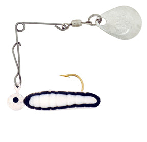 H & H Cajun Grub Spin-Nickel 1/32Oz White/Black Str