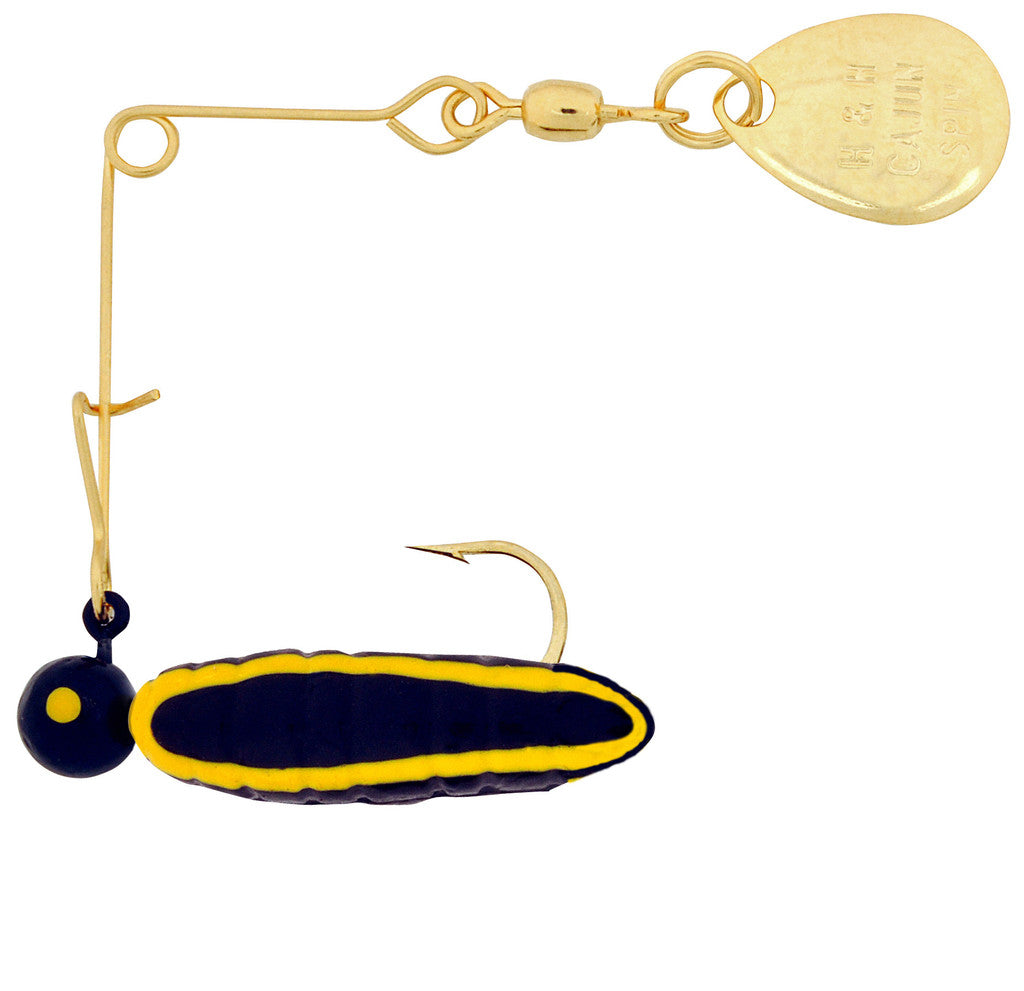 H & H Cajun Grub Spin-Gold 1/32Oz Black/Yell Str